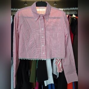 Avec Les Filles Red and White Striped Shirt